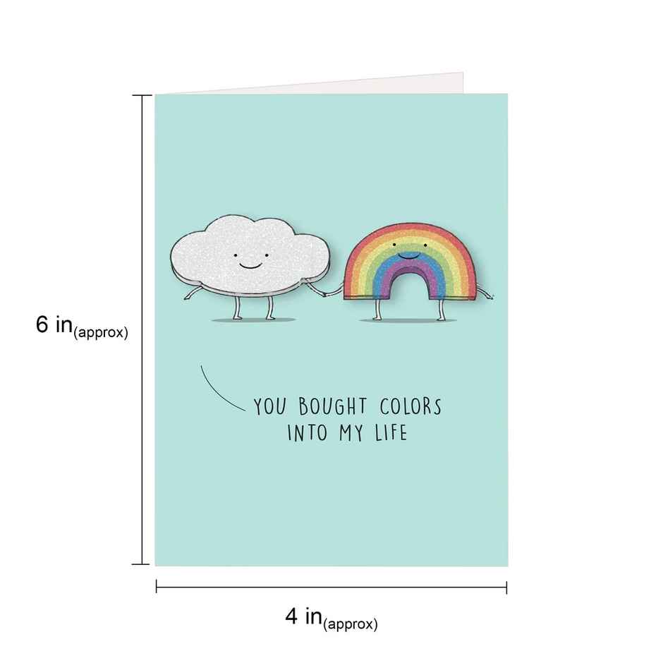 Itsy Bitsy Greeting Card & Envelope You Brought Colors Into My Life 4 x 6 Inch Approx 2 Pc Pb Lb