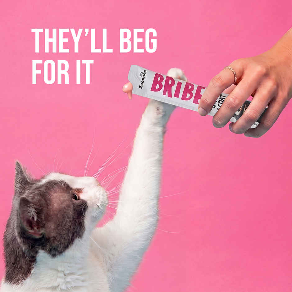 Zoomies BRIBE Cat Treats - 0% Junk, 100% Real Meat |Skin and Coat Care