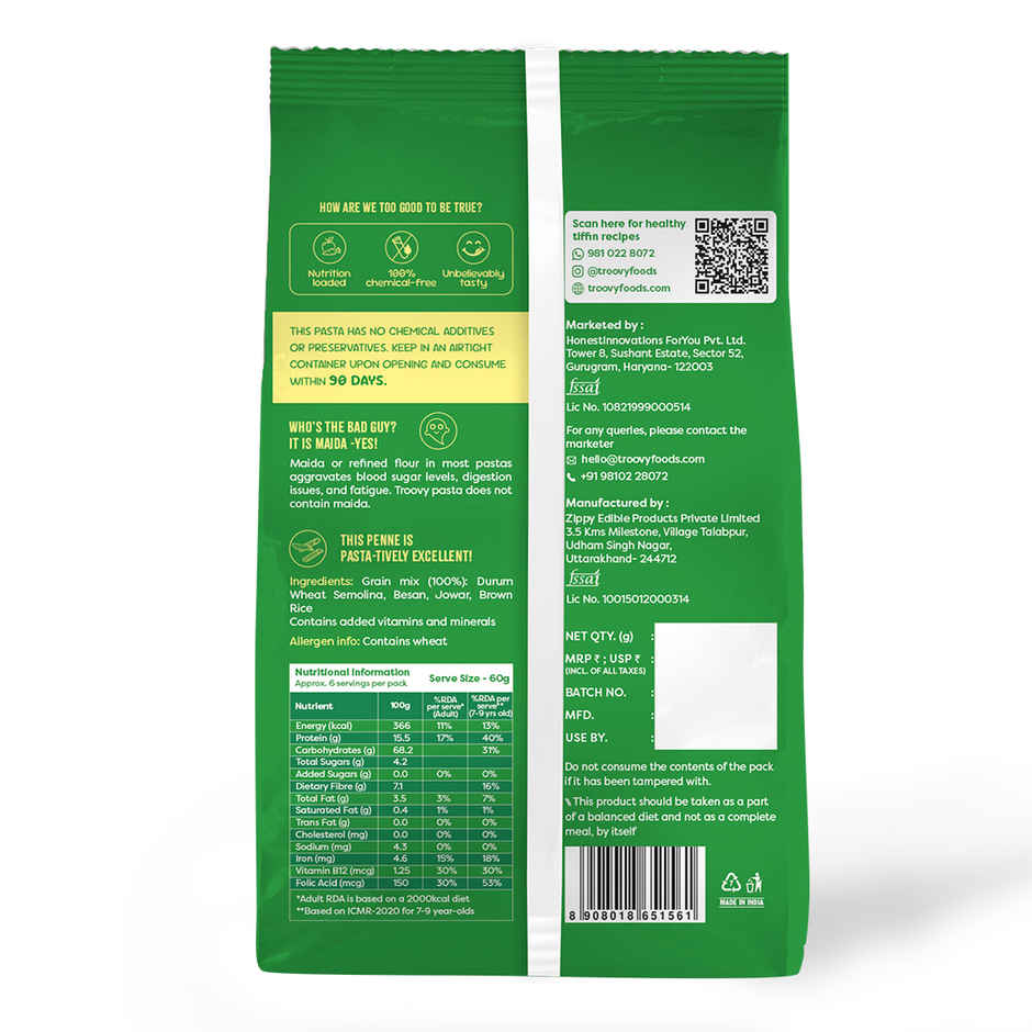 Troovy Healthy High Protein Penne Pasta (No Maida)