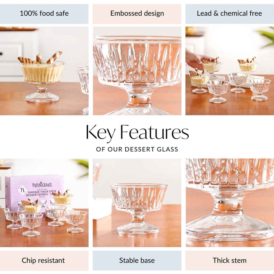 Nestasia Glass Dessert Bowls Set | 120 ml