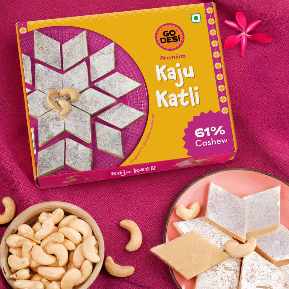 GO DESi Premium Kaju Katli | 61% Cashew | Burfi | Kaju Katri