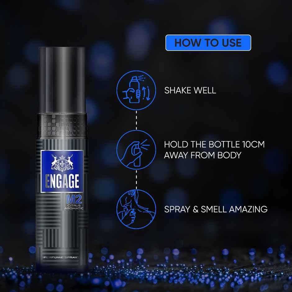 Engage M2 Perfume Spray for Men 120ml | Citrus & Amber | 24 hr Freshness | Long Lasting