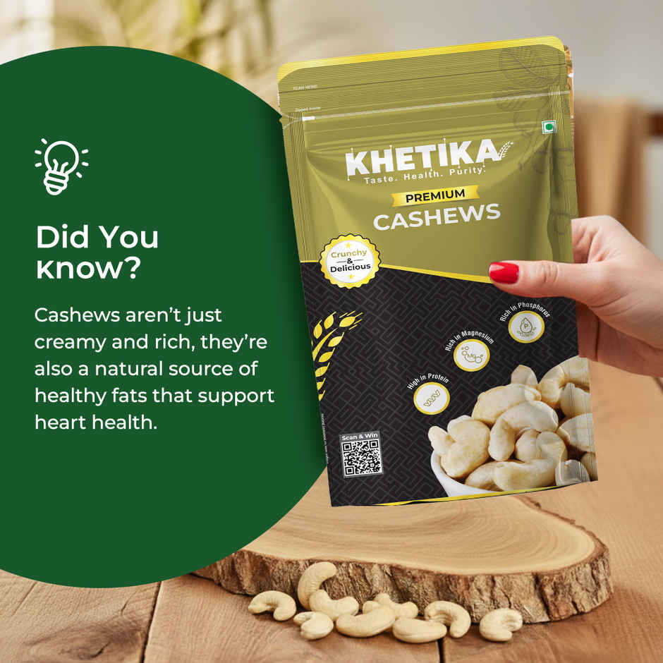 Khetika Premium Cashews | Kaju Whole | Unpolished | Rich in Fiber Combo