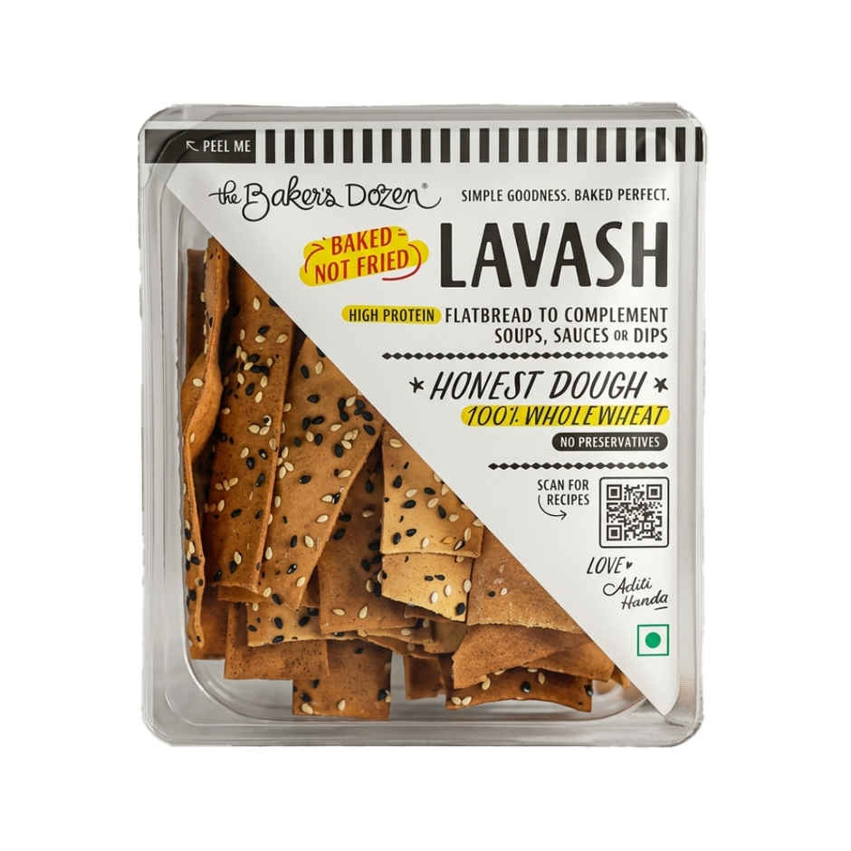 The Baker's Dozen Zero Maida Lavash Baked Snack No Palm Oil No preservatives Whole Wheat