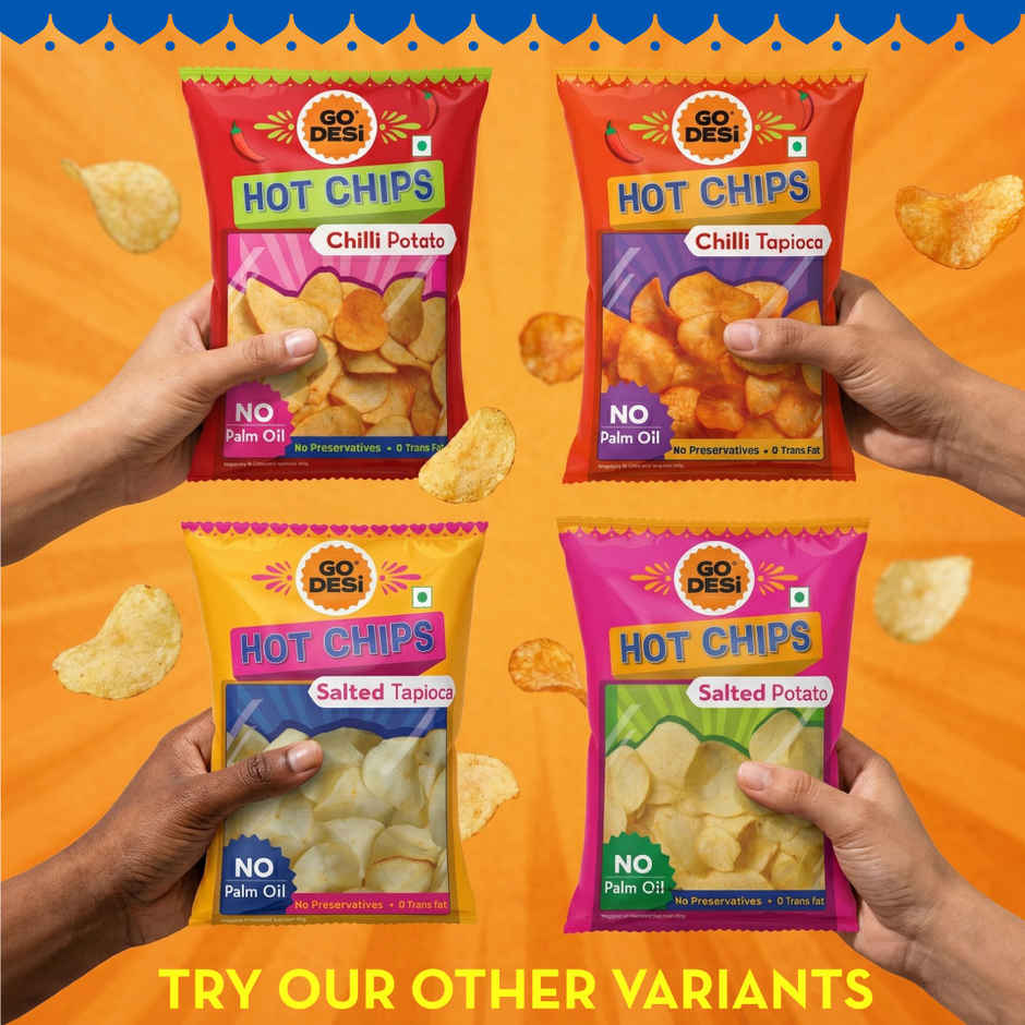 GO DESi Hot Chips Chilli Tapioca | No Palm Oil