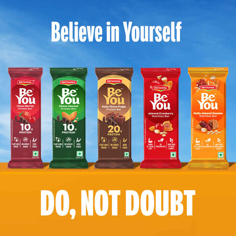 Britannia BeYou 10g Protein Bar Choco Almond | No Added Sugar| 10.8% Prebiotics| High Fibre