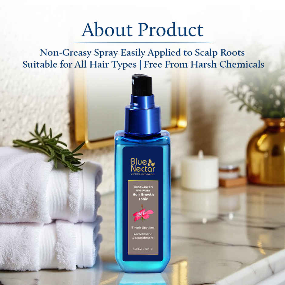 Blue Nectar Ayurvedic Rosemary Hair Growth Serum for Healthy Hair & Scalp
