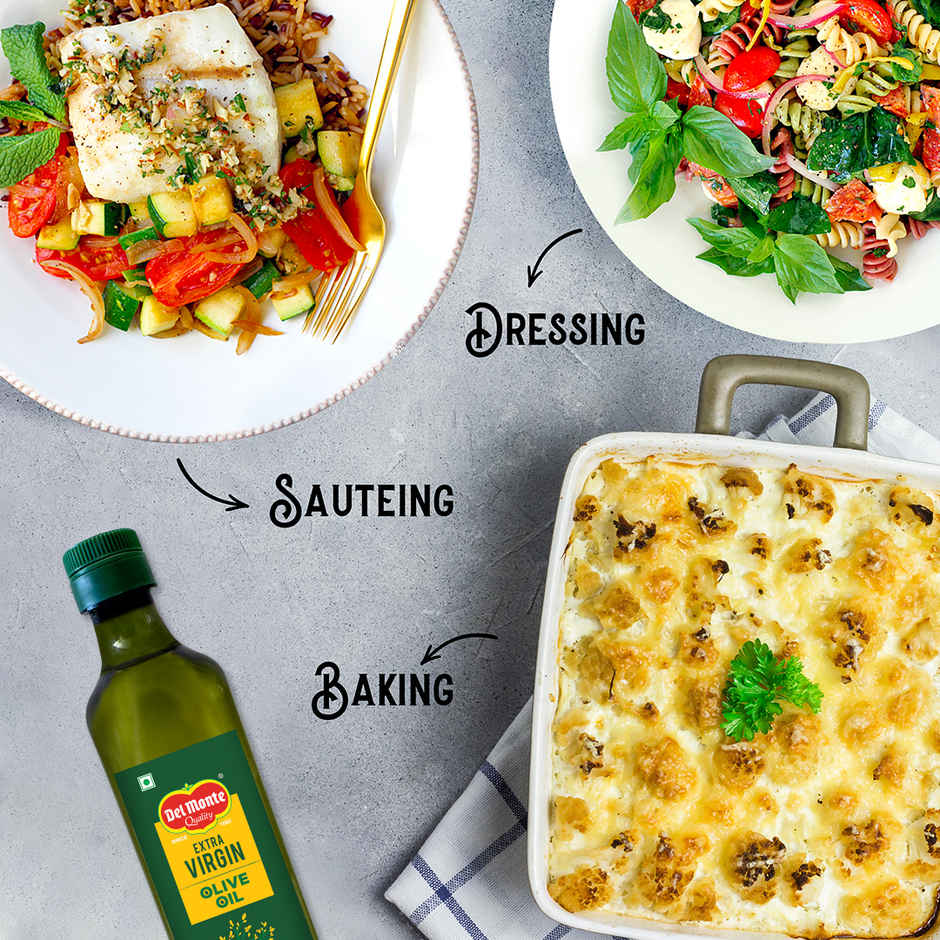 Del Monte Extra Virgin Olive Oil | Cold Pressed | Zero Cholesterol & Trans-Fat | 75% Mufa