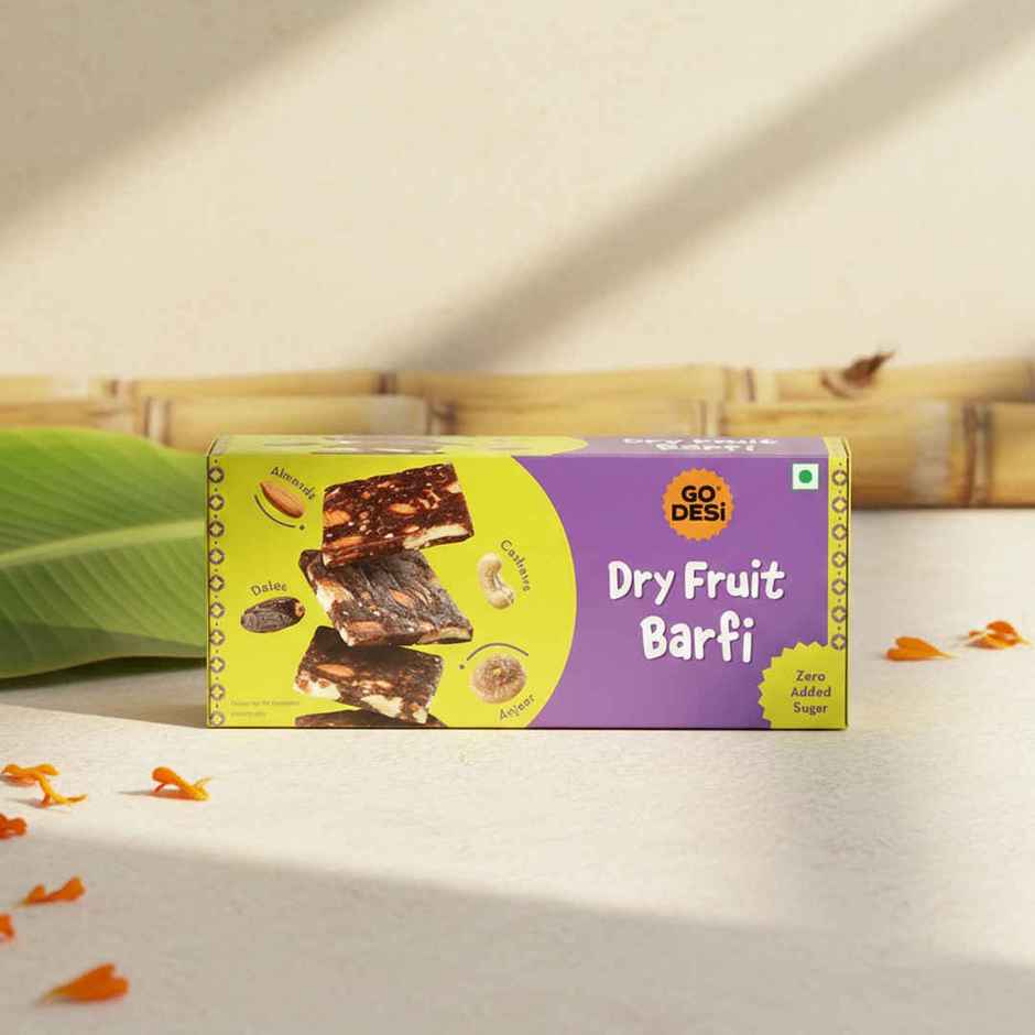 Dry Fruit Barfi, 6 Pcs | No Added Refined Sugar | Single Packs | Burfi | Sweets | By Go Desi