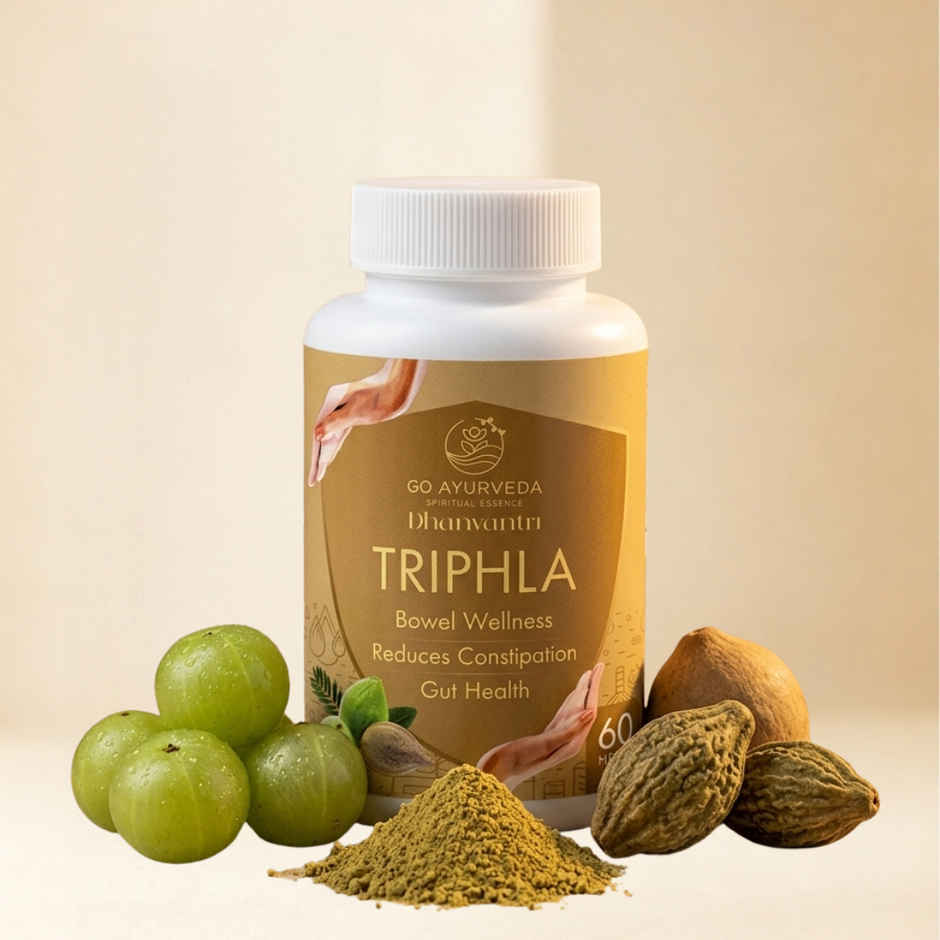 Go Ayurveda Dhanvantri Triphla Capsules For Digestive Health & Regular Bowel Movements