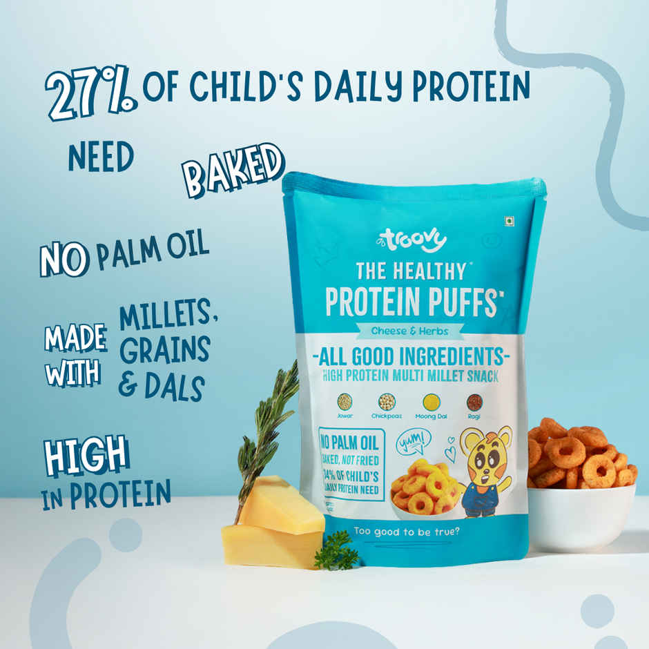 Troovy High Protein Cheese & Herbs Puffs | No Palm Oil, No Chemicals