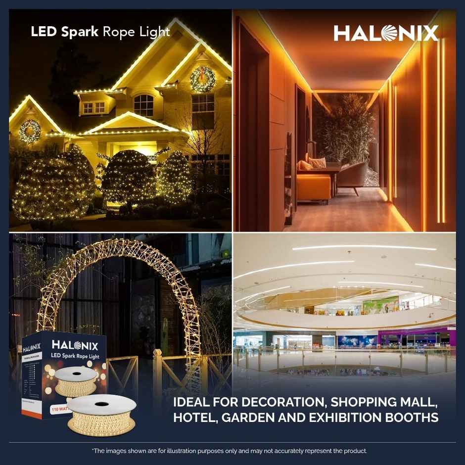 Halonix 11W Spark Waterproof Yellow Rope Light | Yellow | 10 m