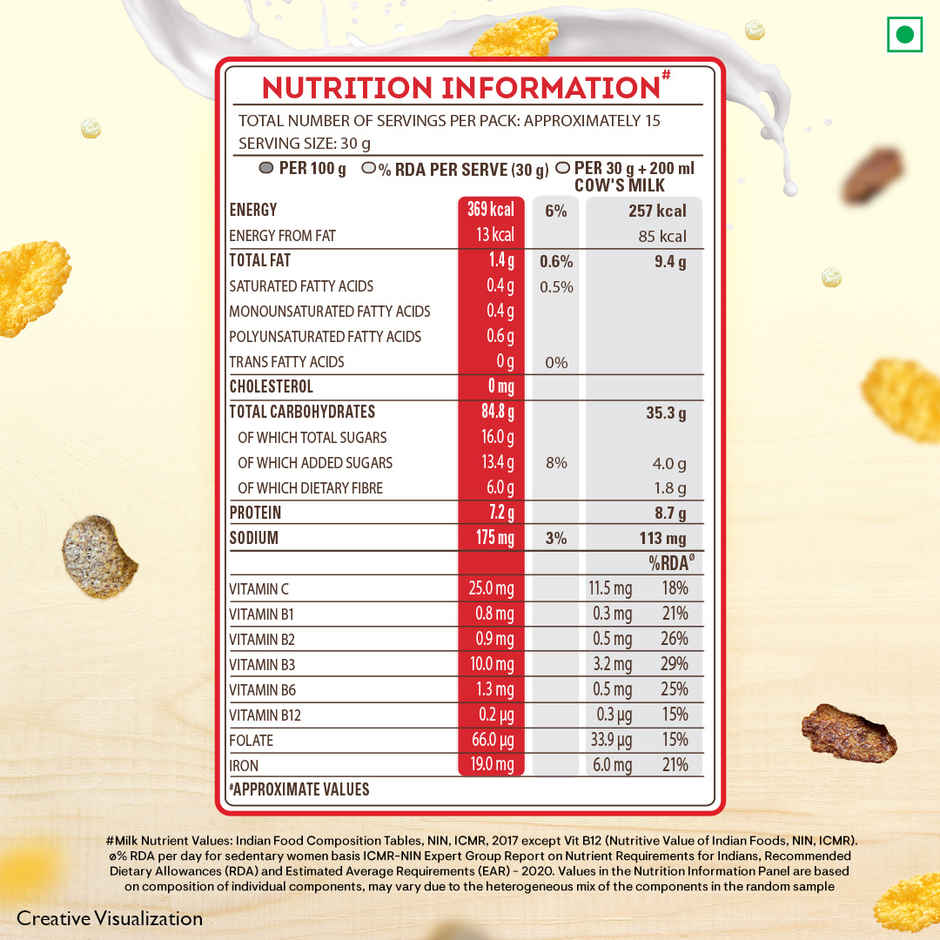 Kellogg's Multigrain Plus Corn Flakes | Power of 5 Grains | 6 Vitamins
