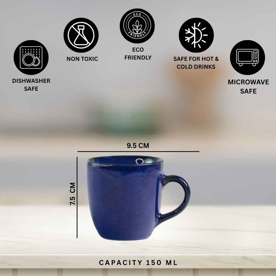 Saffron Luxe Blue Ceramic Cups | 200 ml