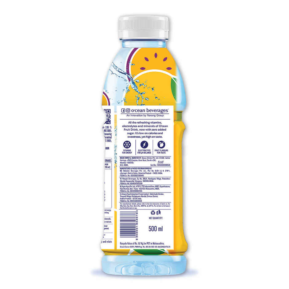 O'cean Fruit Water Zero Mango & Passion Vitamin & Electrolyte Hydration