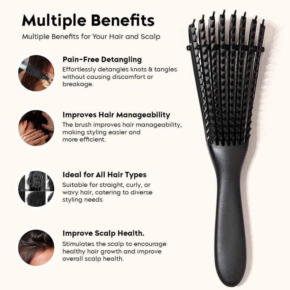Gleva Detangler Hair Brush for Men & Women Wet Dry Straight Curly Hair Pain Free Scalp Massage