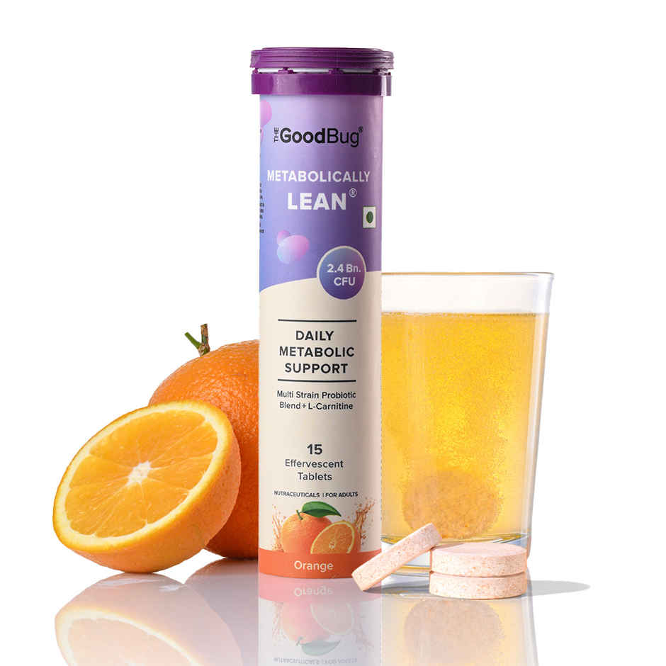 The Good Bug Metabolically Lean Effervescent Tablets Orange Probiotics Supplement and L Carnitine
