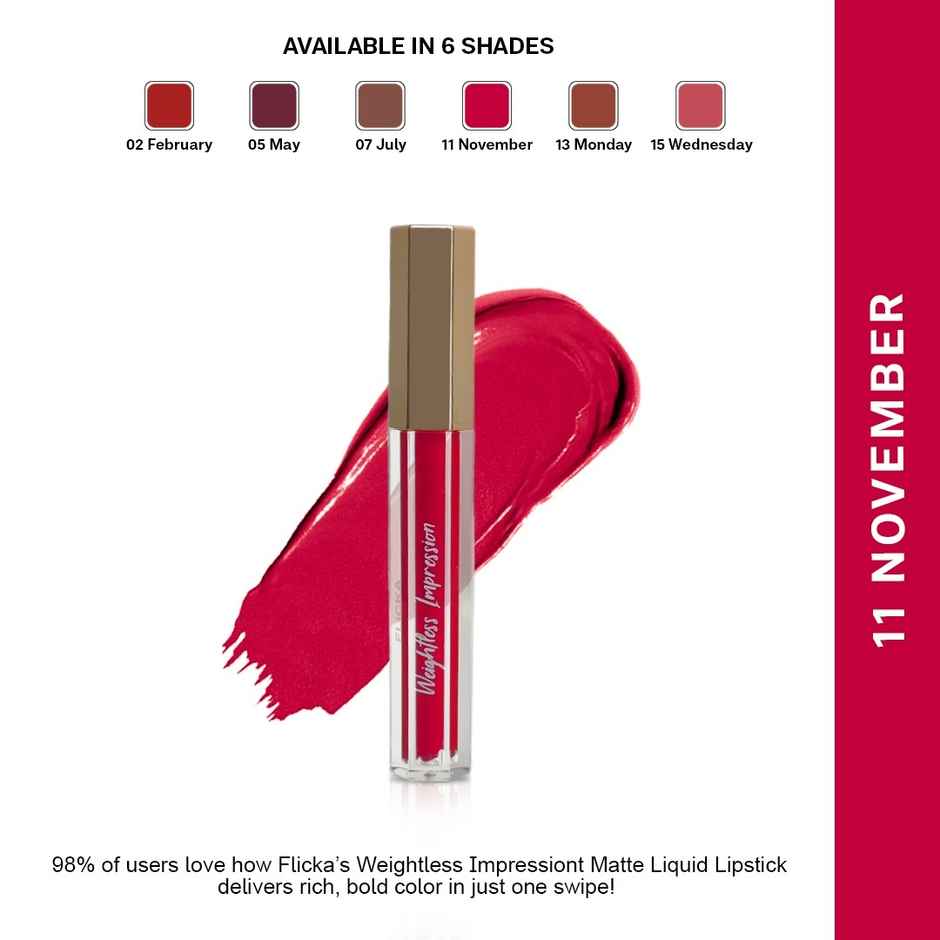 Flicka Weightless Impression Matte Liquid Lipstick | 11 November