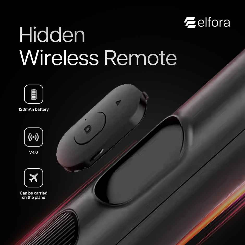 Elfora Mobile Phone Stand Extendable Bluetooth Selfie Stick Tripod with Light | Black