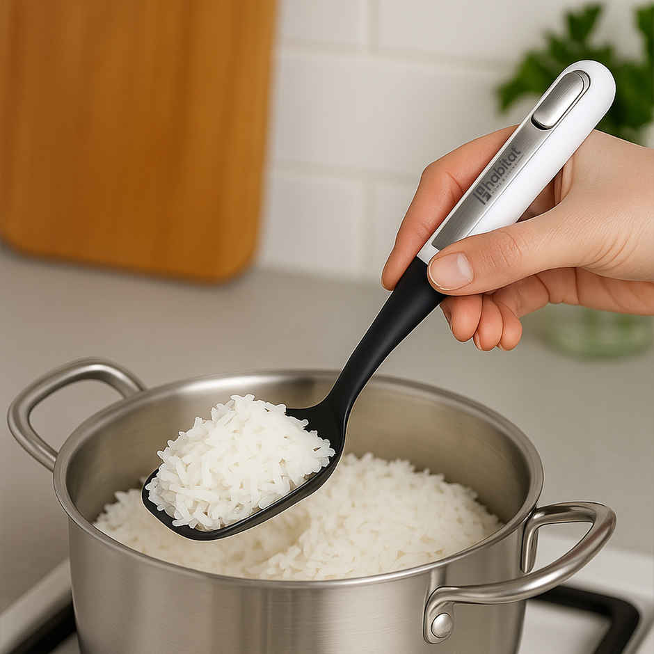 Habitat Premium Nylon Solid Regular Spoon | Elegant Functionality | Hanging Loop | Dish Washer Safe