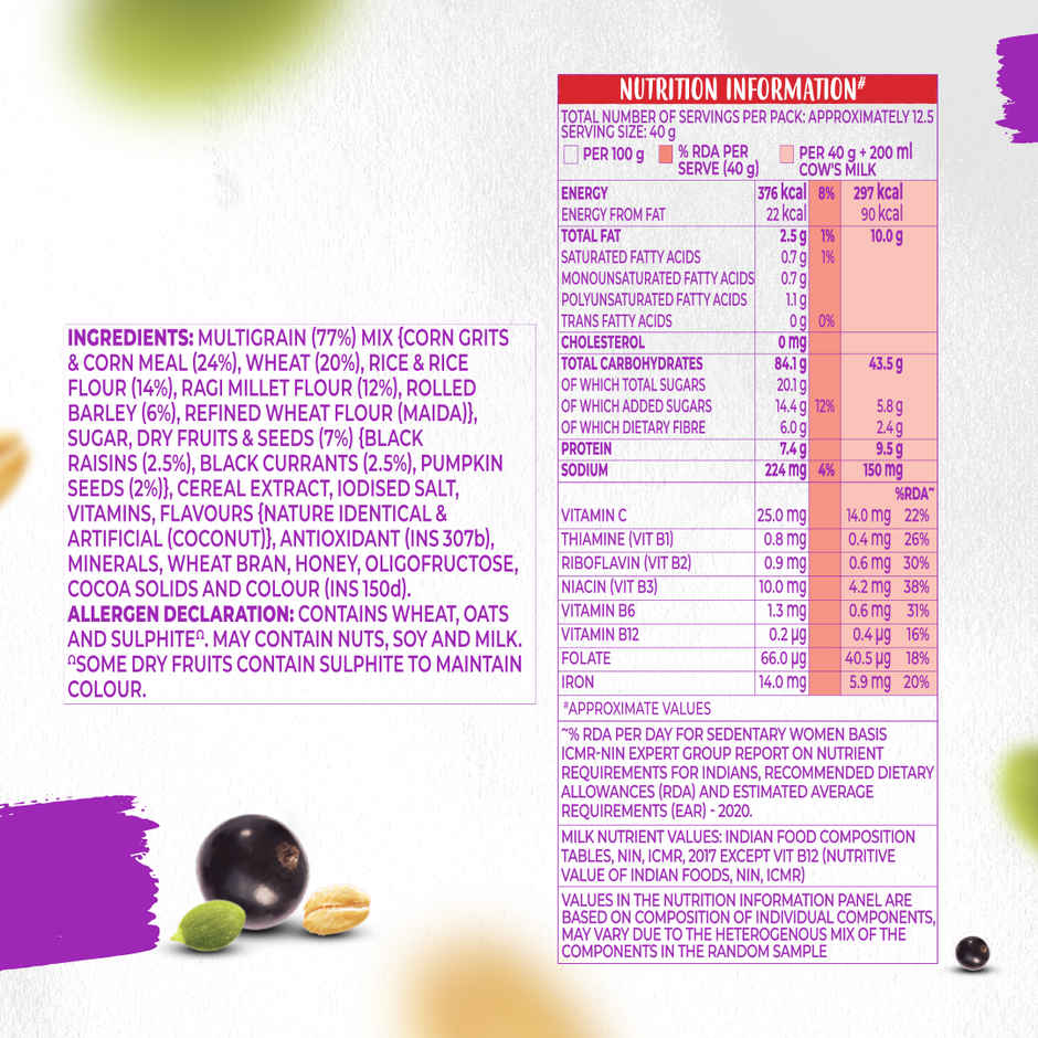 Kellogg's Millet Muesli with 84% Fruit, Seed and Multigrain|Power Breakfast|No Maida No Palm Oil