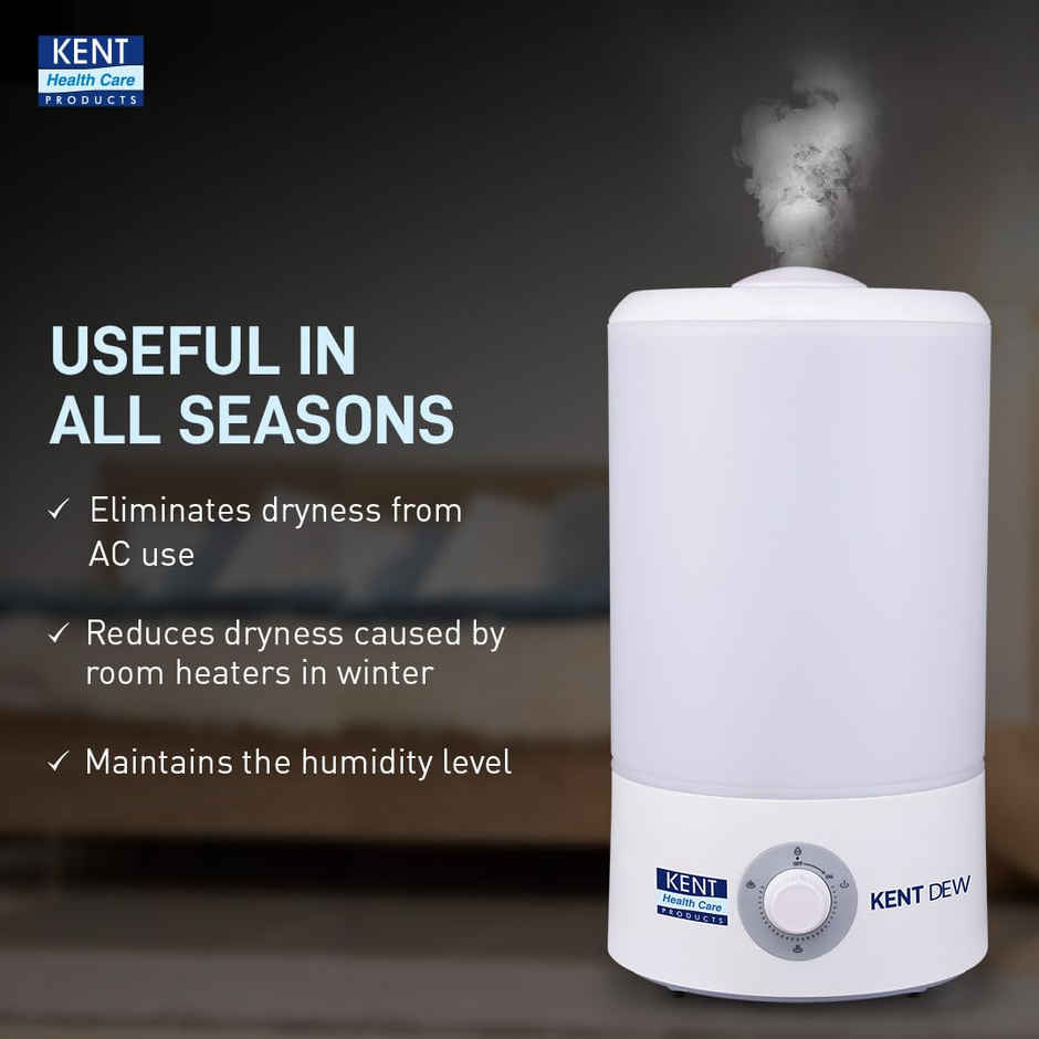Kent Dew Humidifier With Ultrasonic Mist 4l | Eliminates Dryness Caused by Ac's | 25w | White