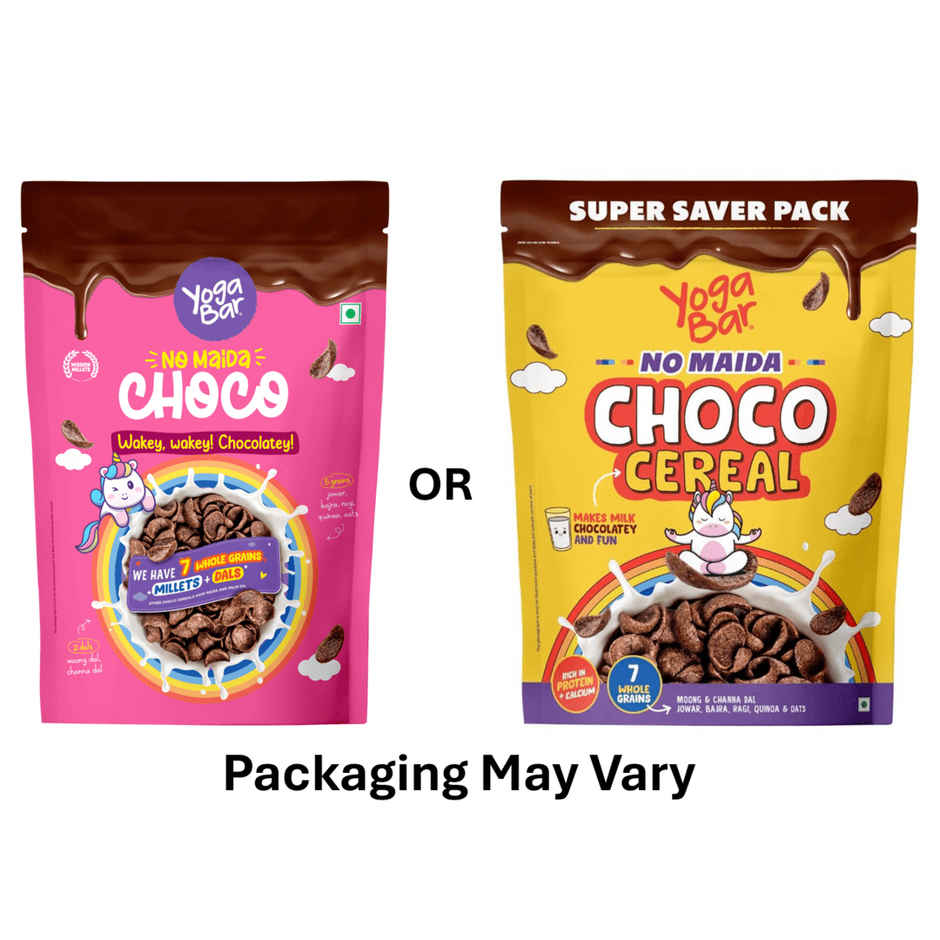 Yoga Bar No Maida Choco Cereal,Chocolatey Breakfast for Kids, Protein & Multigrain Cereal Combo
