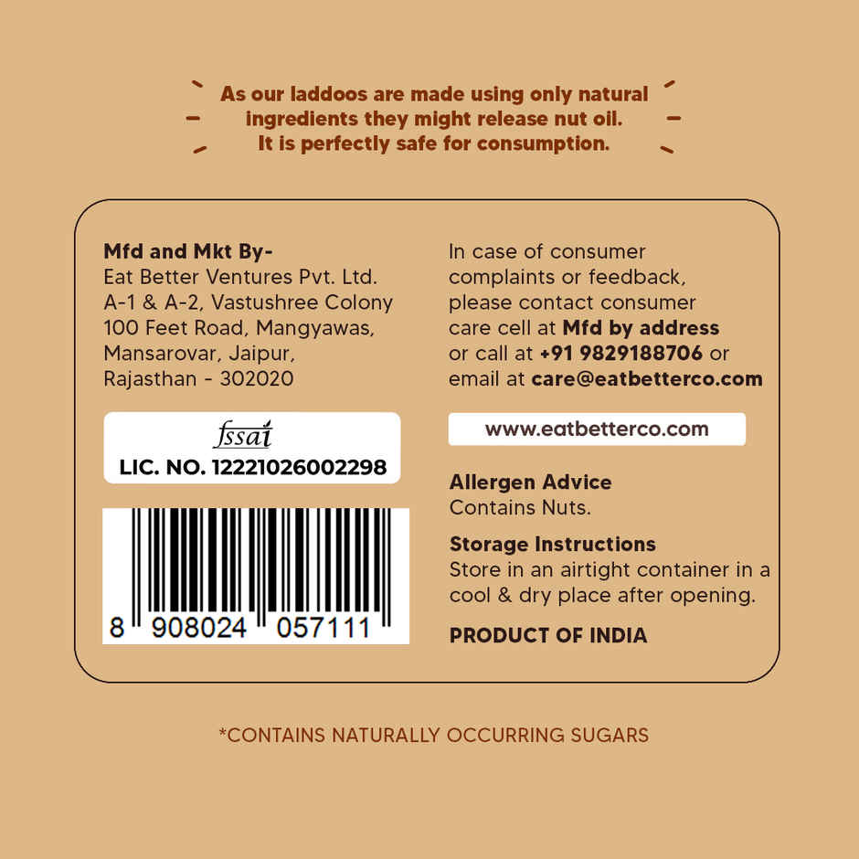 Eat Better Co Orange & Ginger Laddoos | No Added Sugar | High Protein, 100% Natural