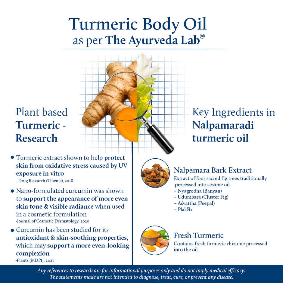 Blue Nectar Nalpamaradi Thailam | Turmeric Massage Oil for Skin Brightening & Tan Removal