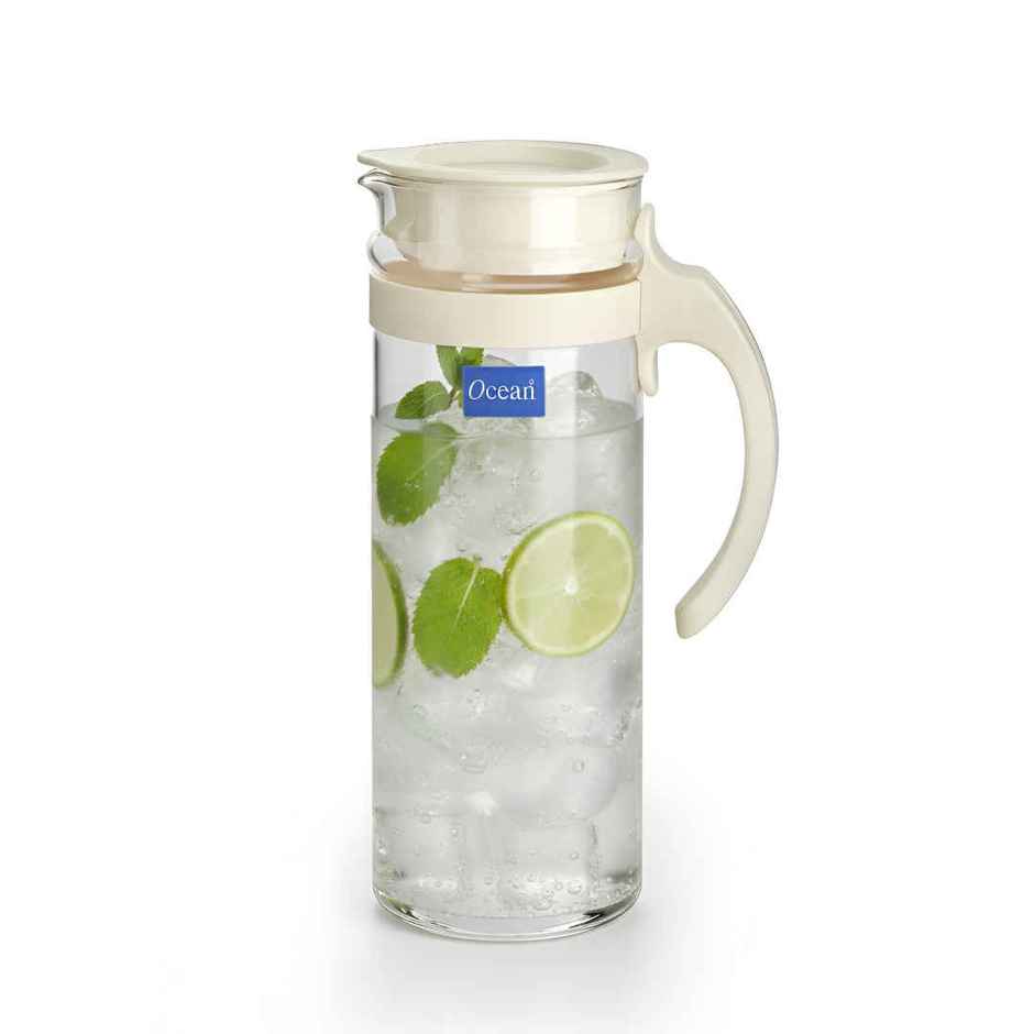 Ocean Patio Pitcher Water Glass Jug | 1.265 L | Transparent | White Lid
