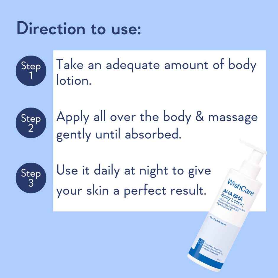 WishCare 10% AHA + 1% BHA Body Lotion | Smooths Rough & Bumpy Skin | With Grapefruit & Blueberry