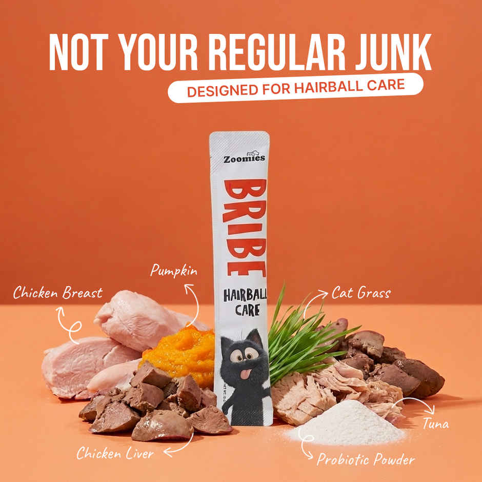 Zoomies BRIBE Cat Treats - 0% Junk, 100% Real Meat | Hairball Care