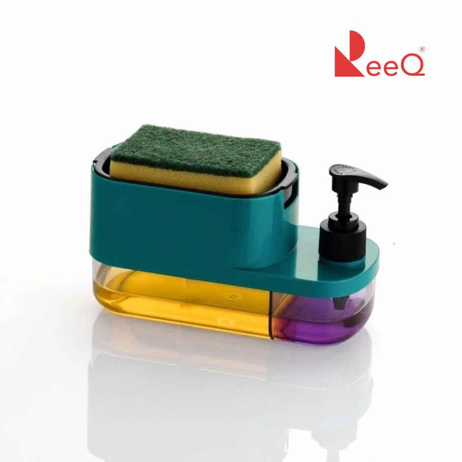 ReeQ 2-in-1 Dishwashing Liquid Dispenser with Sponge Holder | Dual Soap Pump Cleaning Organizer