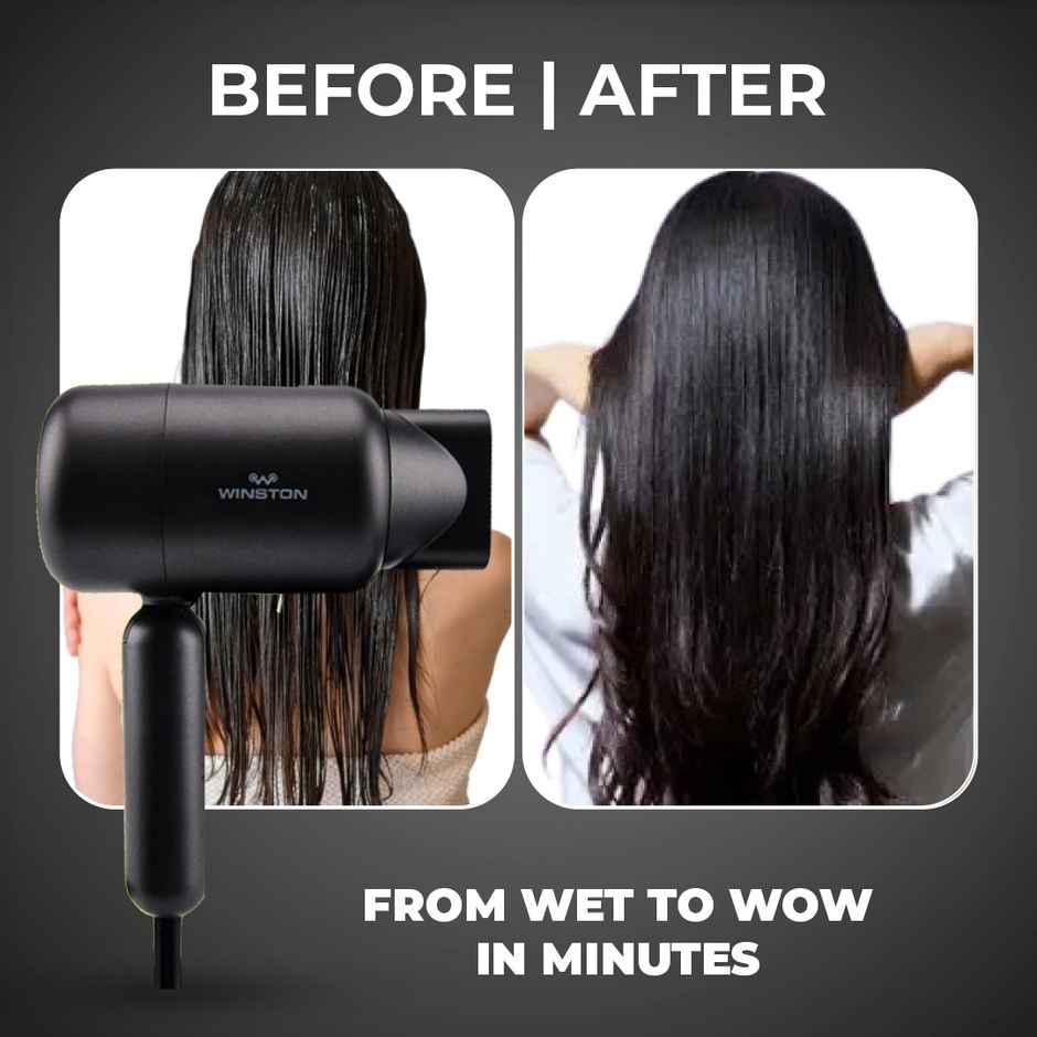 Winston Ionic Foldable Hair Dryer For Men & Women - 1400W (Grey)