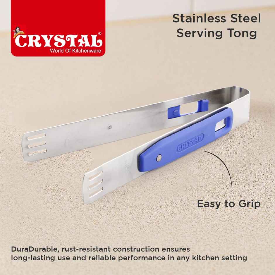 Crystal Stainless Steel Serving Tong (Colour May Vary)