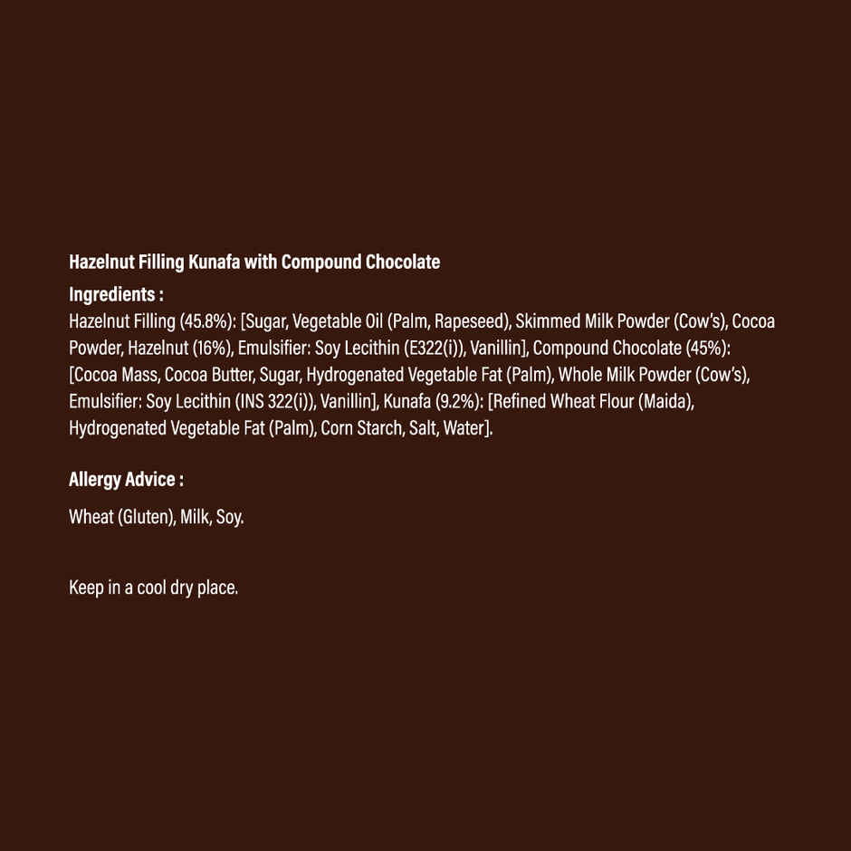 Cocoa Melts Dubai Hazelnut Kunafa Chocolate Bar