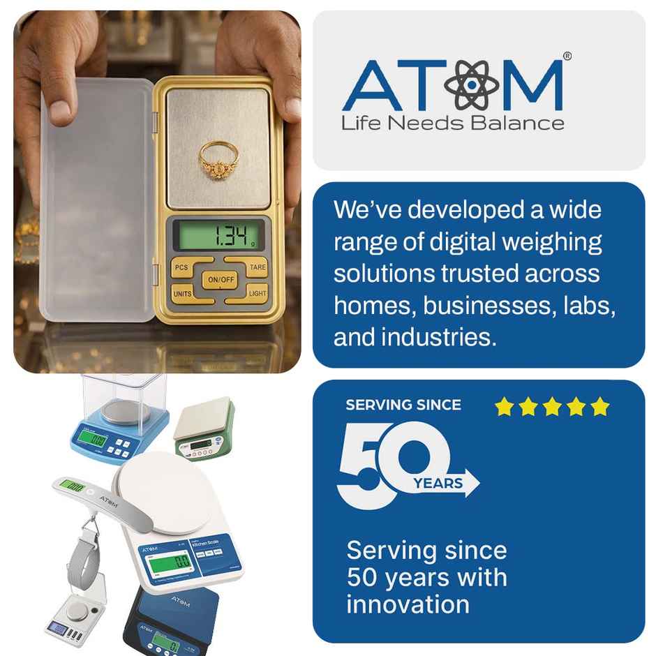 ATOM A 101 Gold Digital Pocket Scale with Capacity 200 g | Jewellery, Precious Gems Stone & Salts.