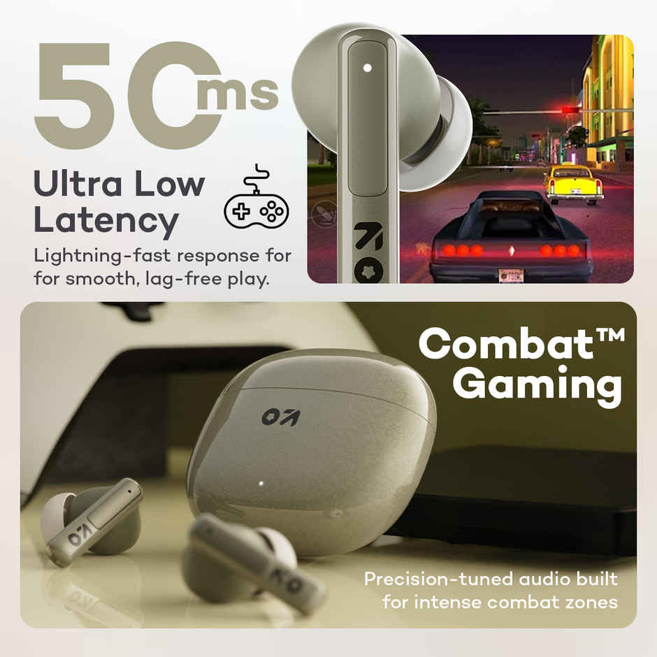 GOBOULT  W60 with 60Hrs Battery, 4 Mic ENC, Ultra Low Latency, 5.4v Bluetooth | Green