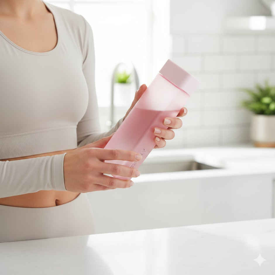 ReeQ Slim Square Water Bottle | BPA-Free Plastic Leak-Proof & Fridge Friendly | 1000 ml