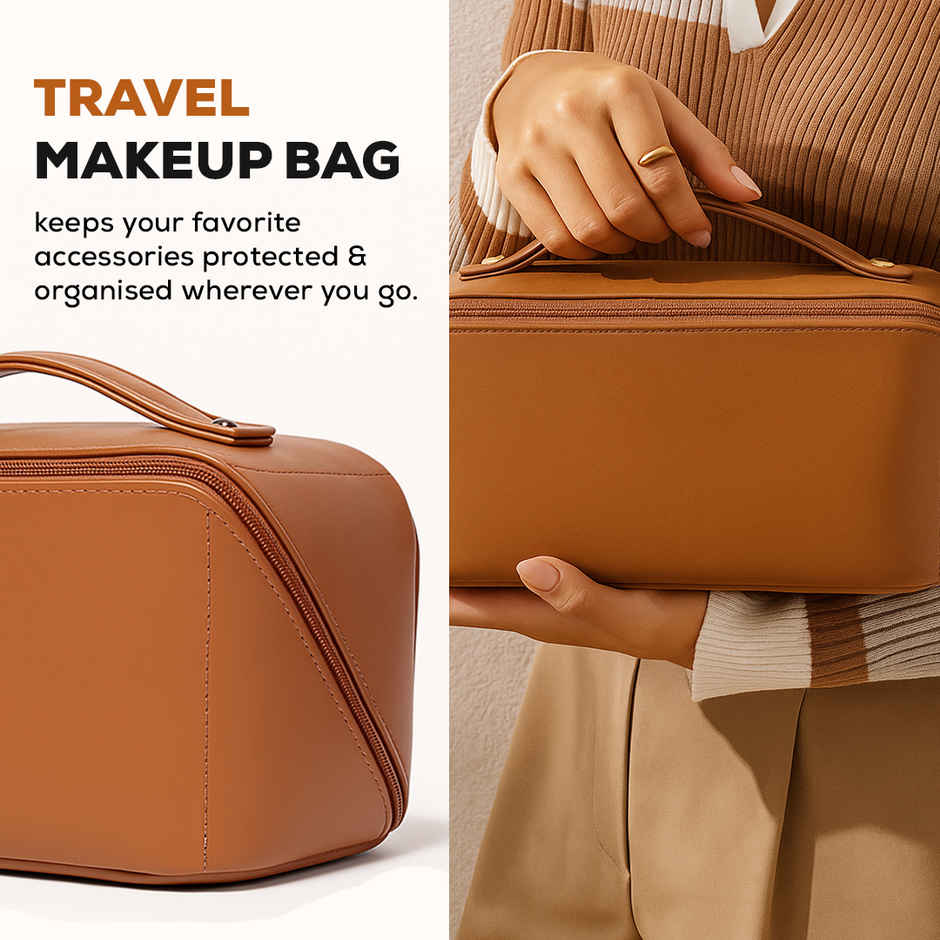 Gleva Women's Waterproof Travel Makeup Bag | Cosmetic Organizer with Zipper & Elastic Pockets