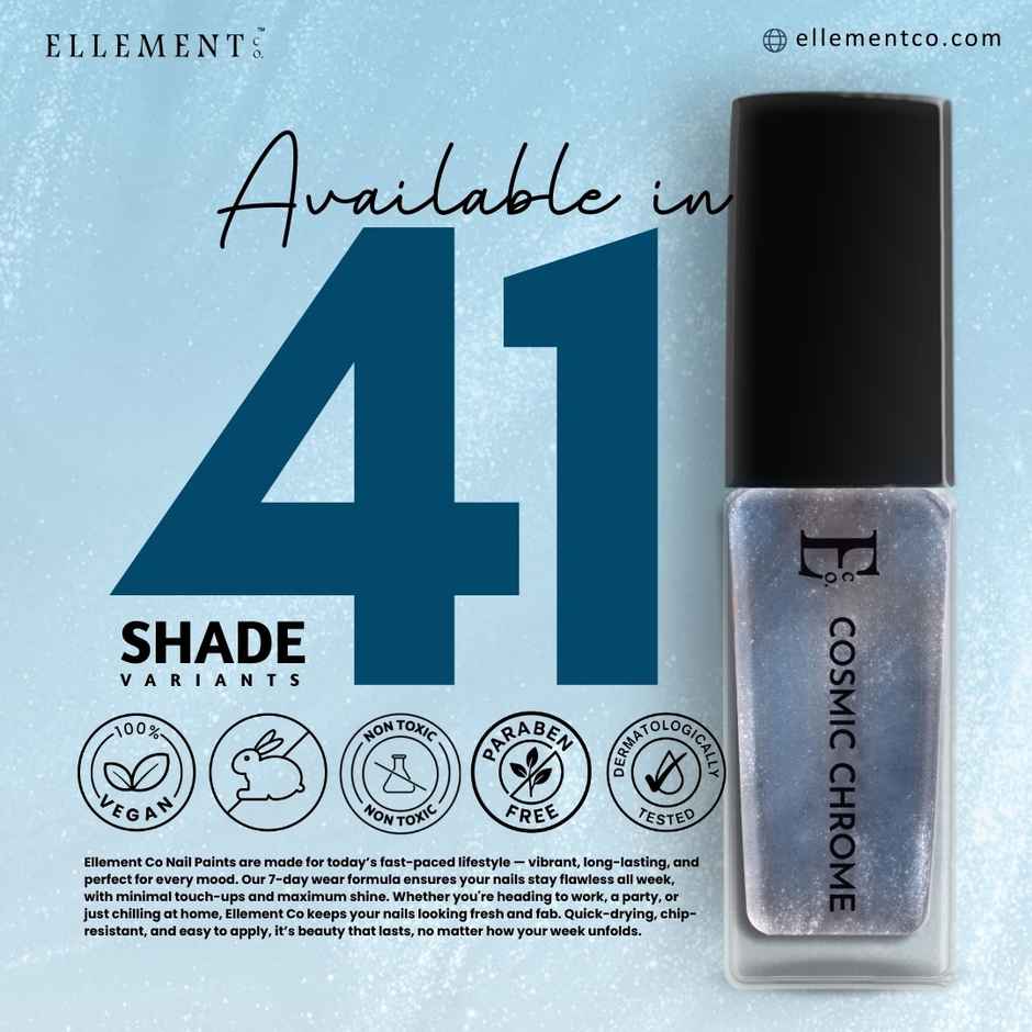 Ellement Co. Vegan Nail Lacquer Cosmic Chrome | Metallic Glam Shade | Long-Lasting Shine