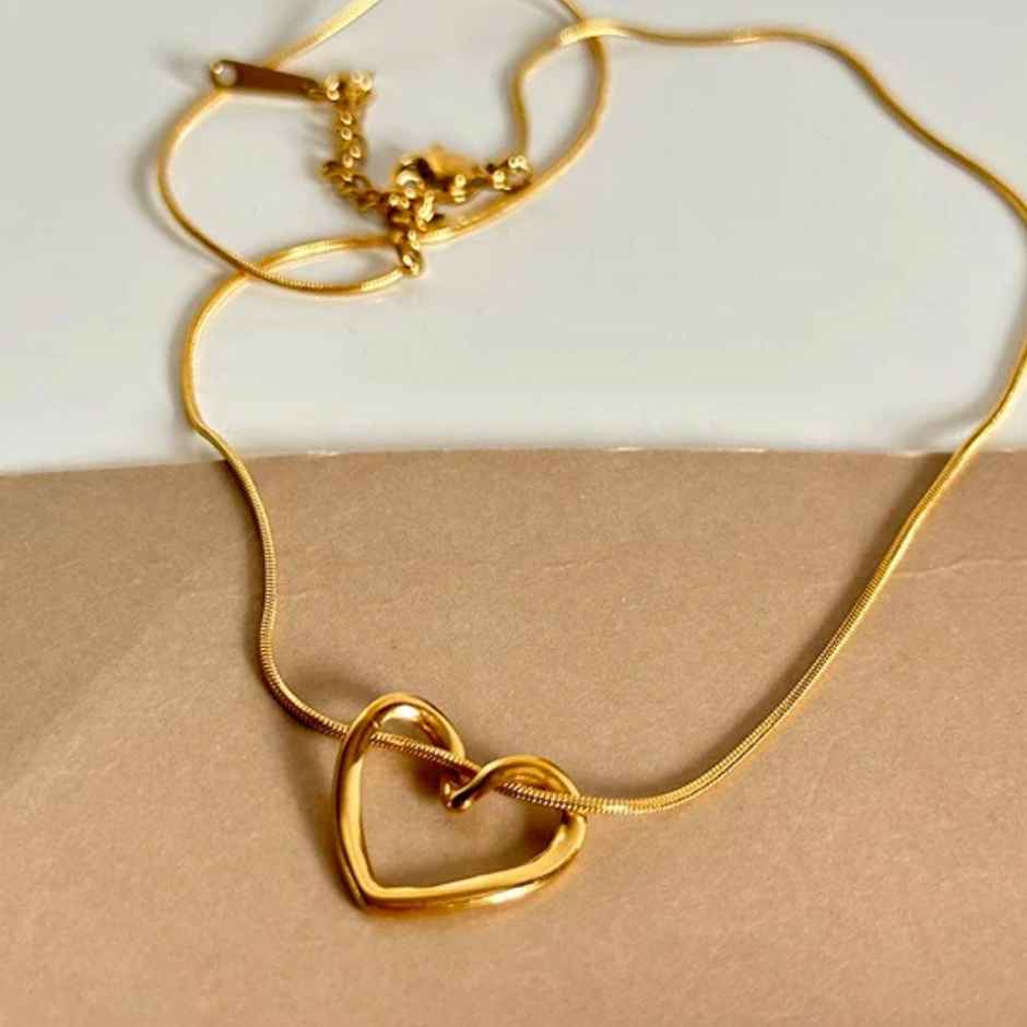 Estailo Fashion Blind Date heart Necklace | N0000191 | Gold