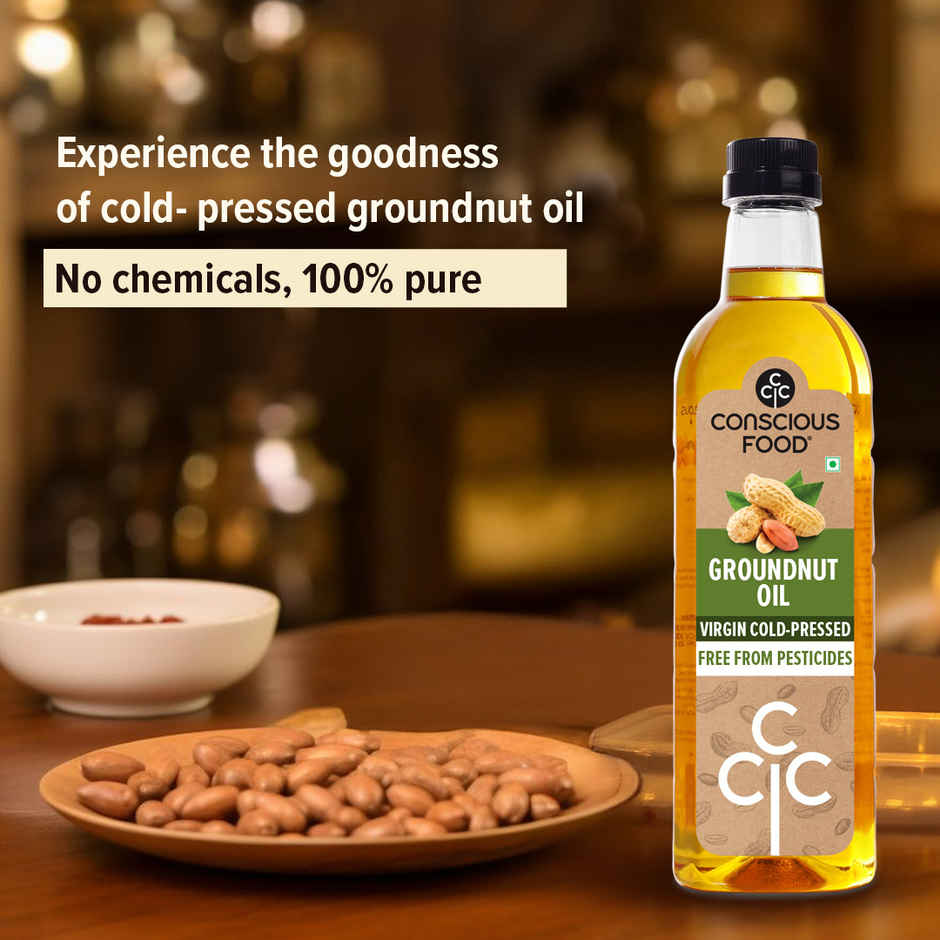 Conscious Food Groundnut (Peanut) Cold Pressed Oil | Organic Healthy Cooking Oil