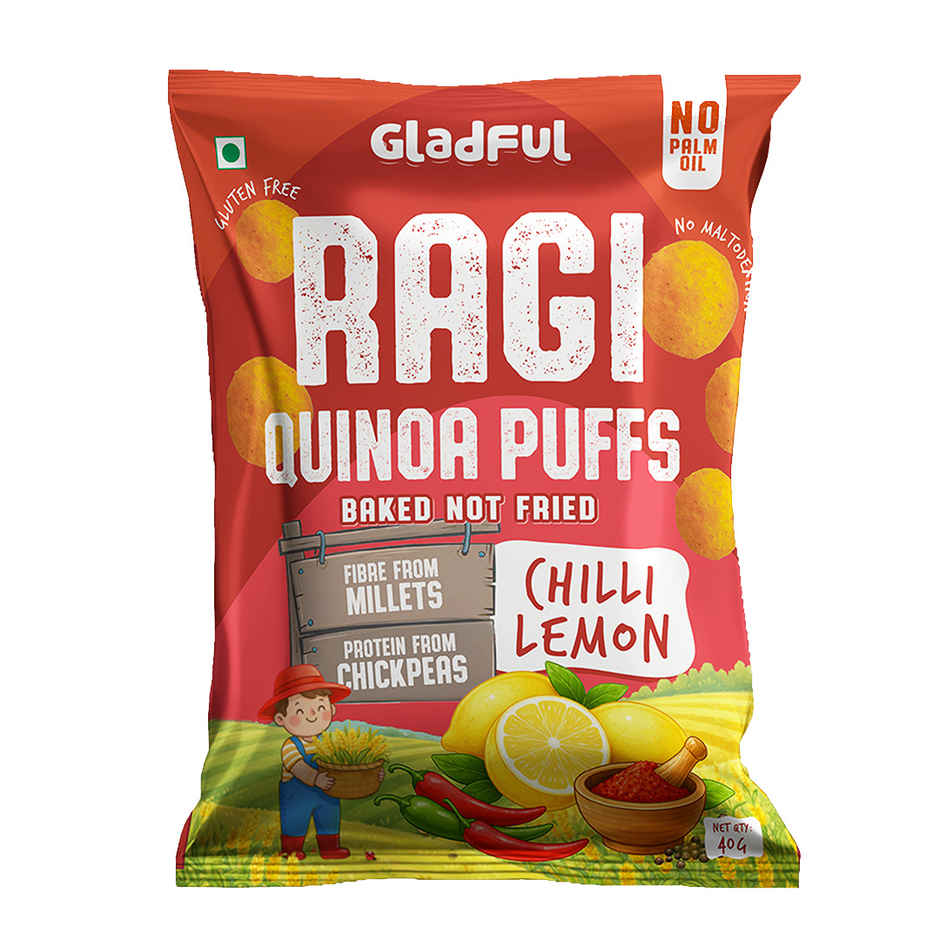 Gladful Ragi Quinoa Puffs Chilli Lemon