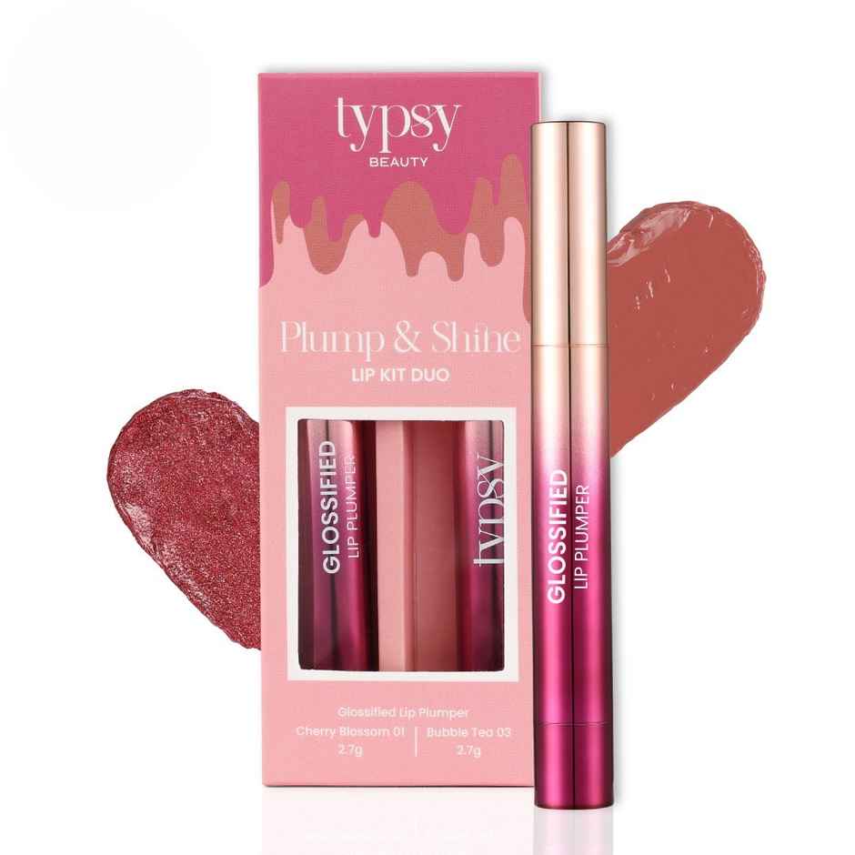 Typsy Beauty Plump & Shine - Lip Kit Duo Non- Retractable | Hydrating | Lip Plumper | Nourishment