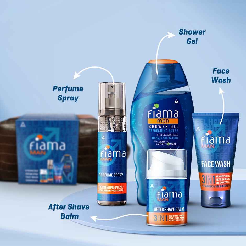 Fiama Men Grooming Essentials Gift Set, Free Pouch
