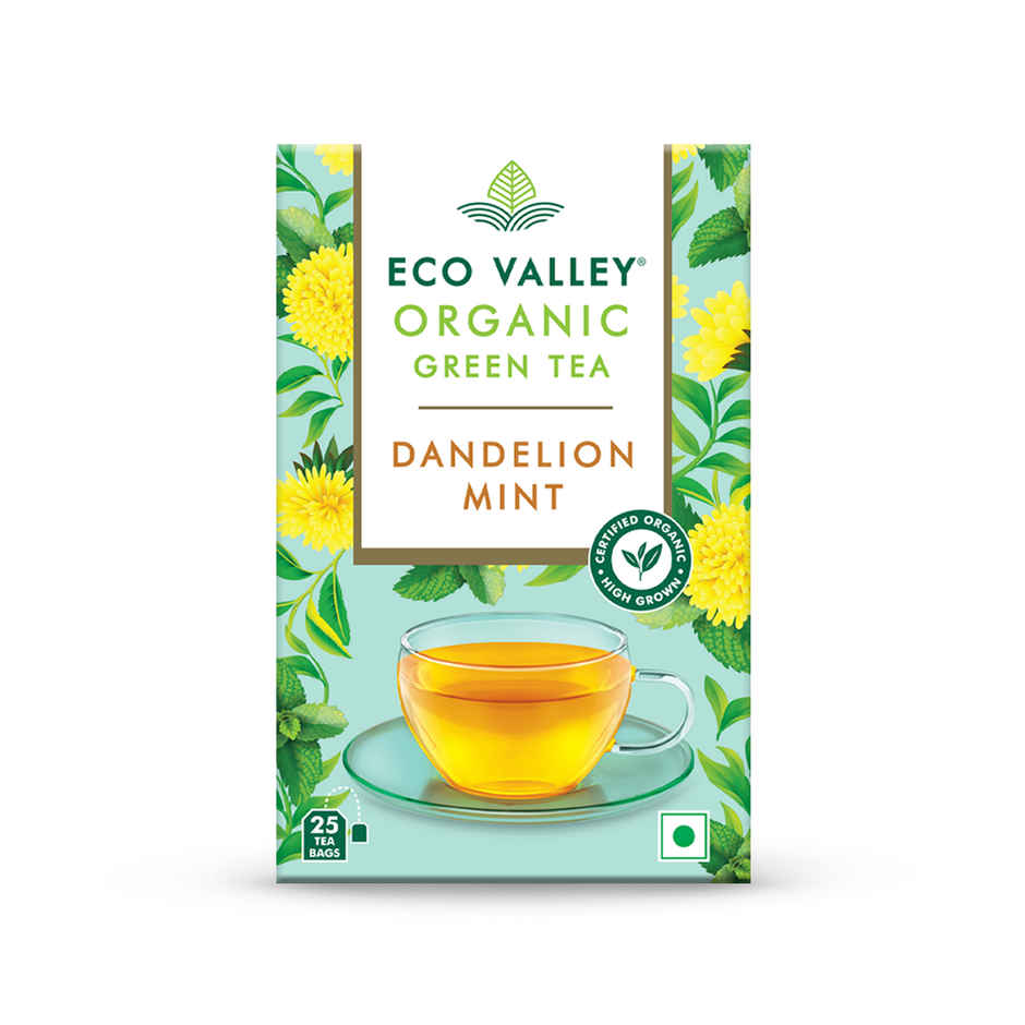 Eco Valley Organic Green Tea- Dandelion Mint| Boost Energy, Helps Burn Body Fat| Zero Calories