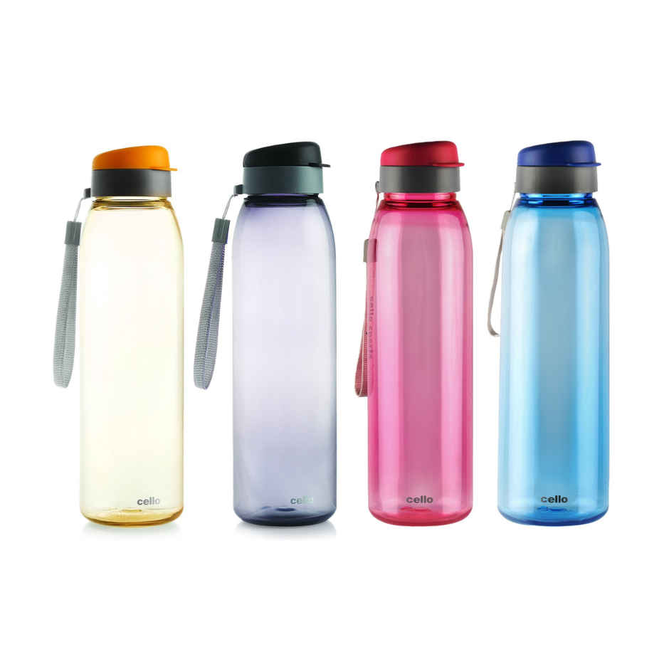 Cello Athlete Bottle With Flip Top Lid | 800 ml | Set of 4 | Colour May Vary