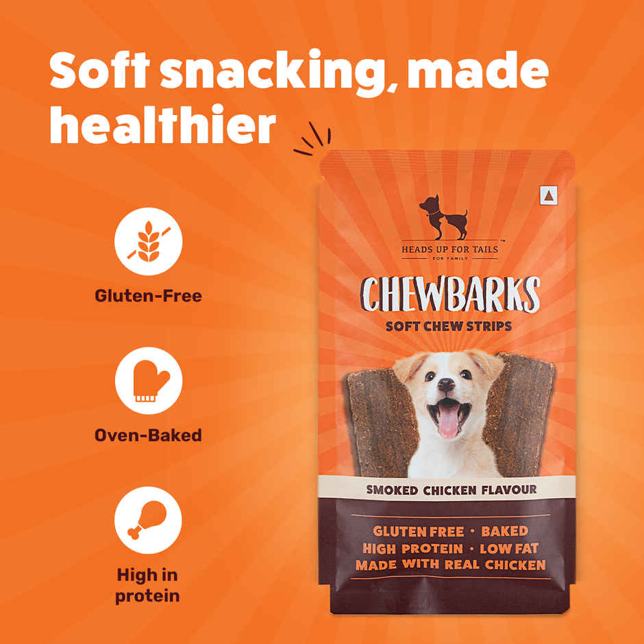 HUFT Chewbarks Smoked Chicken Soft Chew Strips Treat for Dogs