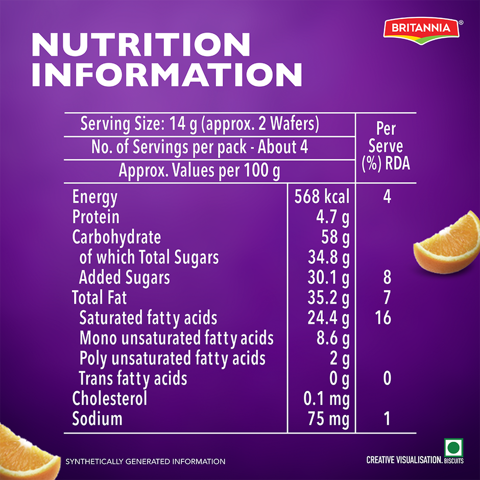 Britannia Treat Rich Creme Orange Flavoured Wafers